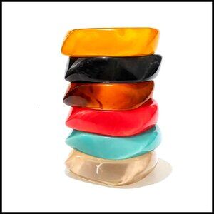Chunky Acrylic Bangle Bracelets Set Modern Elegant Y2K Stackable Statement